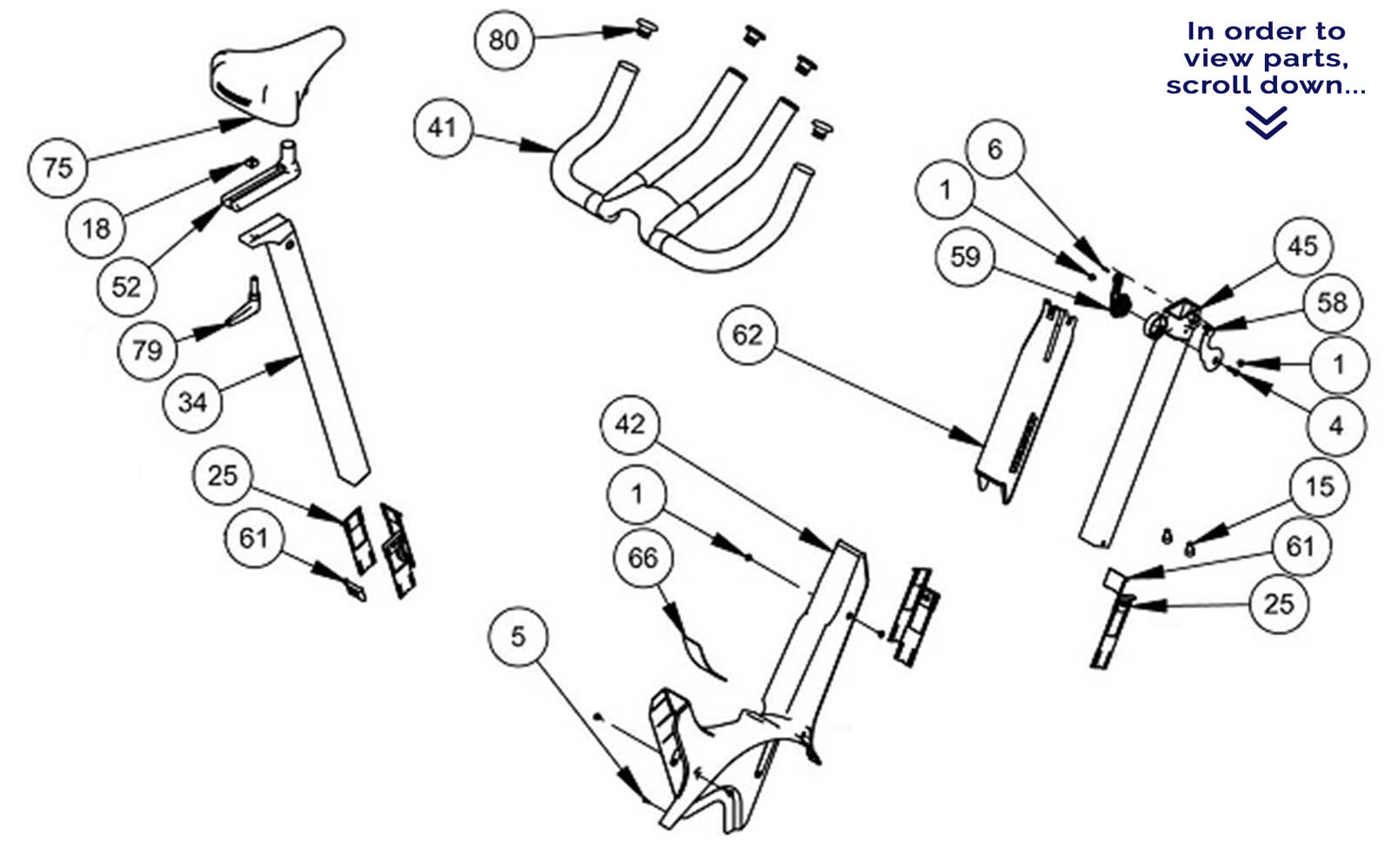 Keiser M3 Handlebar Seat Parts---Scroll down to view parts